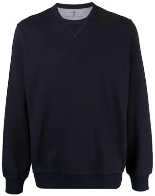 Brunello Cucinelli FW22 Blue Solid Color Crewneck Pullover Sweatshirt M0T359073G-C6134 Buy Brunello Cucinelli FW22 Blue Solid Color Crewneck Pullover Sweatshirt M0T359073G-C6134