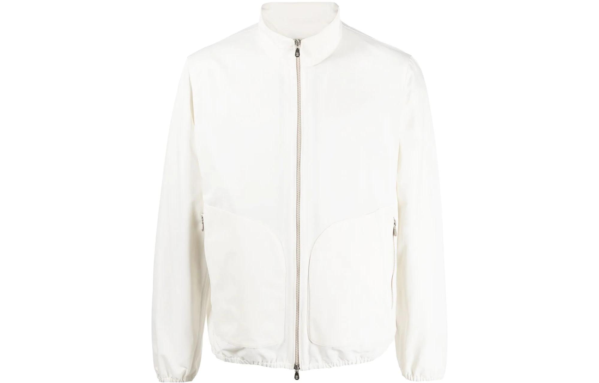 Brunello Cucinelli FW22 Bone White Solid High Neck Zip Jacket MQ4206162-C1029