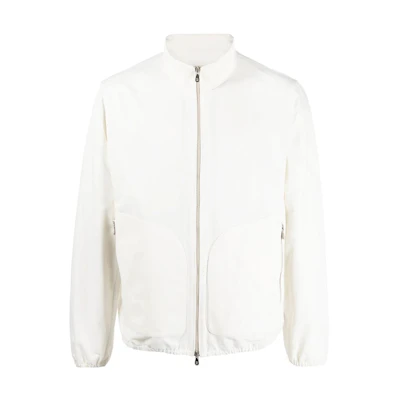 Brunello Cucinelli FW22 Bone White Solid High Neck Zip Jacket MQ4206162-C1029