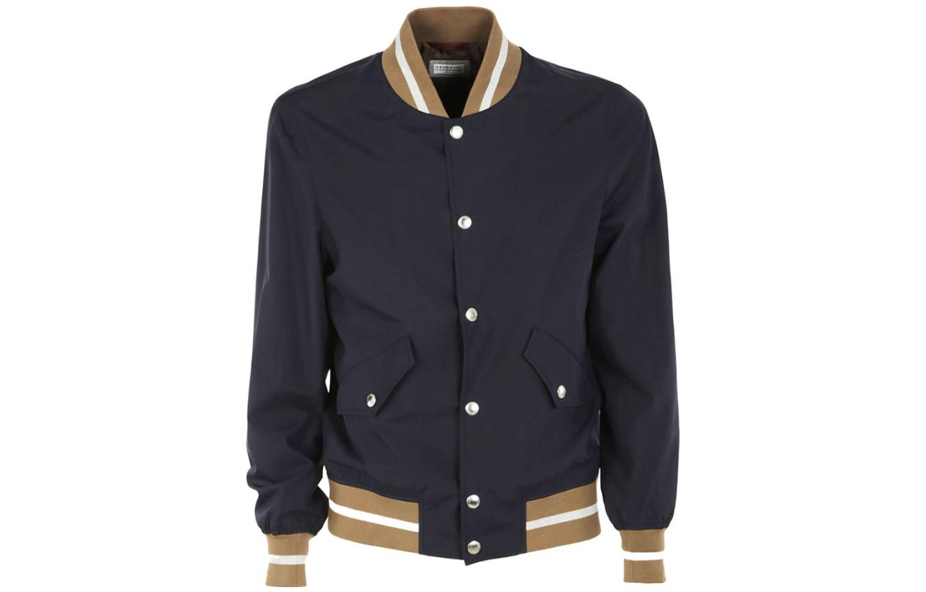 Brunello Cucinelli FW22 Colorblock Stripe Single-Breasted Jacket Navy MD4226831-CK616