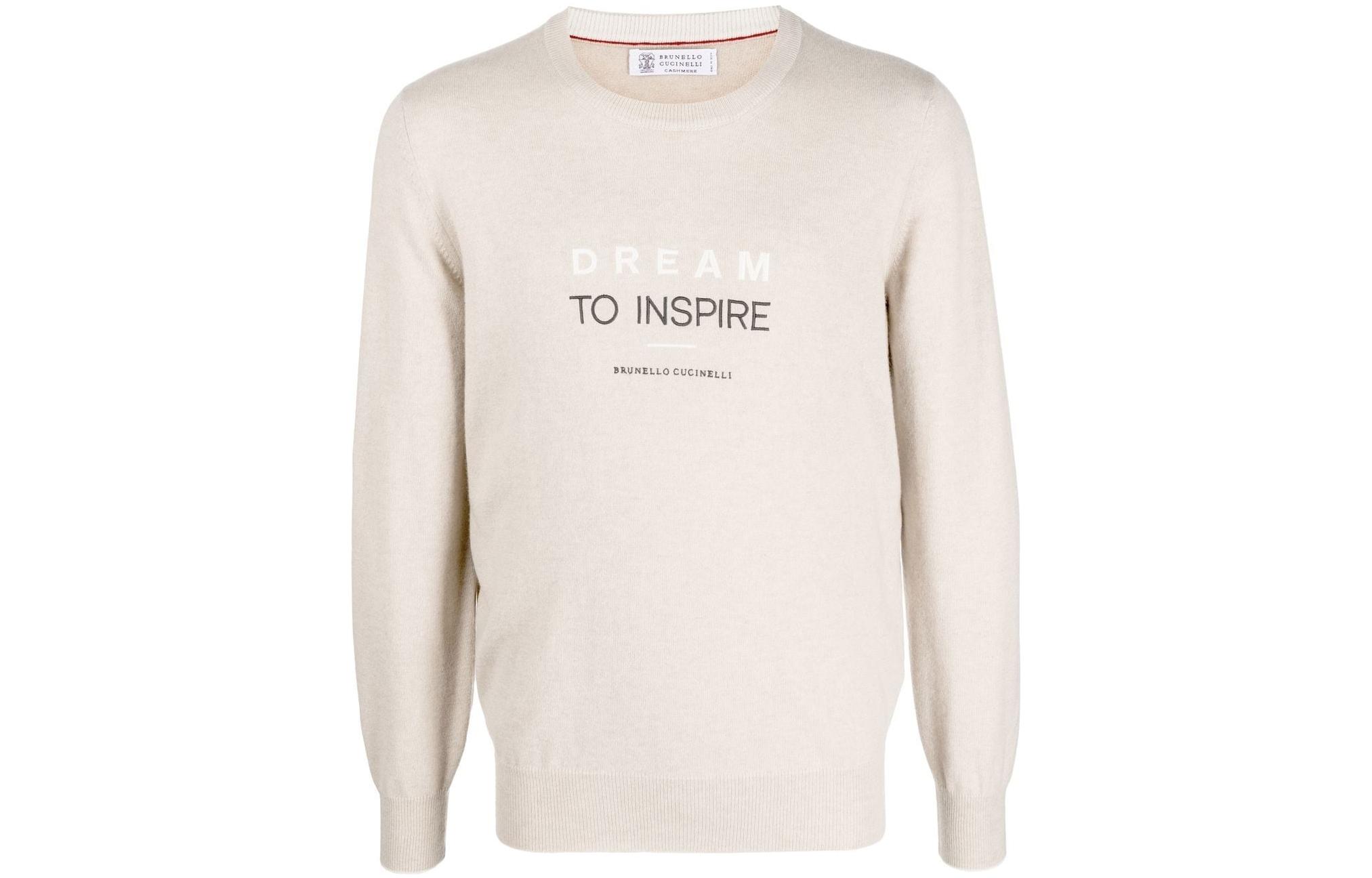 Brunello Cucinelli FW22 Cream Letter Pattern Printed Long Sleeve Sweatshirt Men M22201700-CBD16