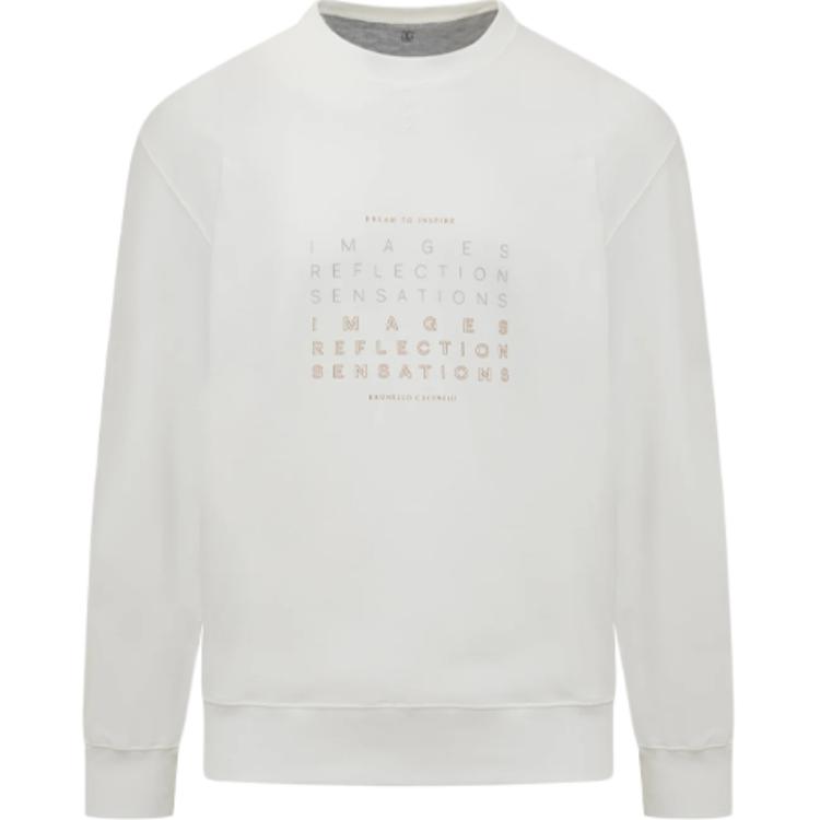 Brunello Cucinelli FW22 Crewneck Letter Print Sweatshirt Men’s Off-White MTU143431-CDQ37
