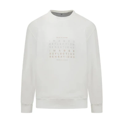 Brunello Cucinelli FW22 Crewneck Letter Print Sweatshirt Men’s Off-White MTU143431-CDQ37