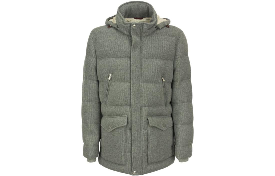 Brunello Cucinelli FW22 Gray-Green Cashmere Zip-Up Hoodie Jacket M221P219CFE06