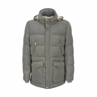 Brunello Cucinelli FW22 Gray-Green Cashmere Zip-Up Hoodie Jacket M221P219CFE06