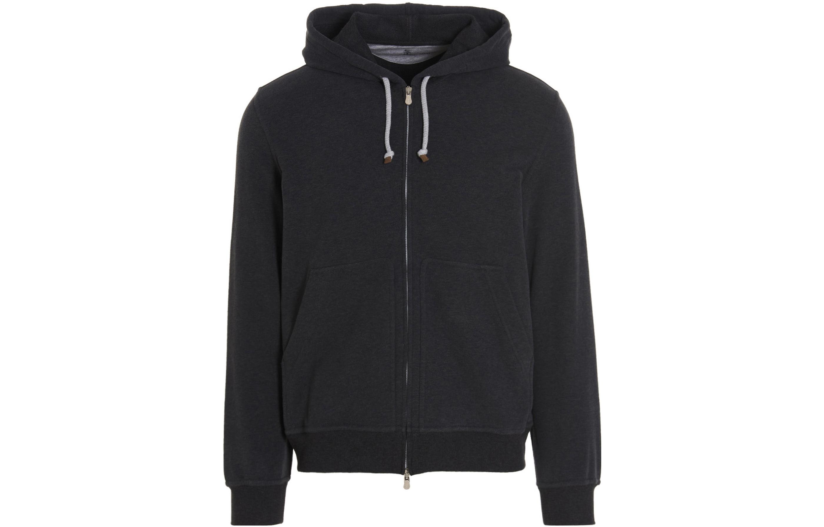 Brunello Cucinelli FW22 Gray Hoodie Zip-Up Jacket Long Sleeve Sweater MTU149069G-C8127