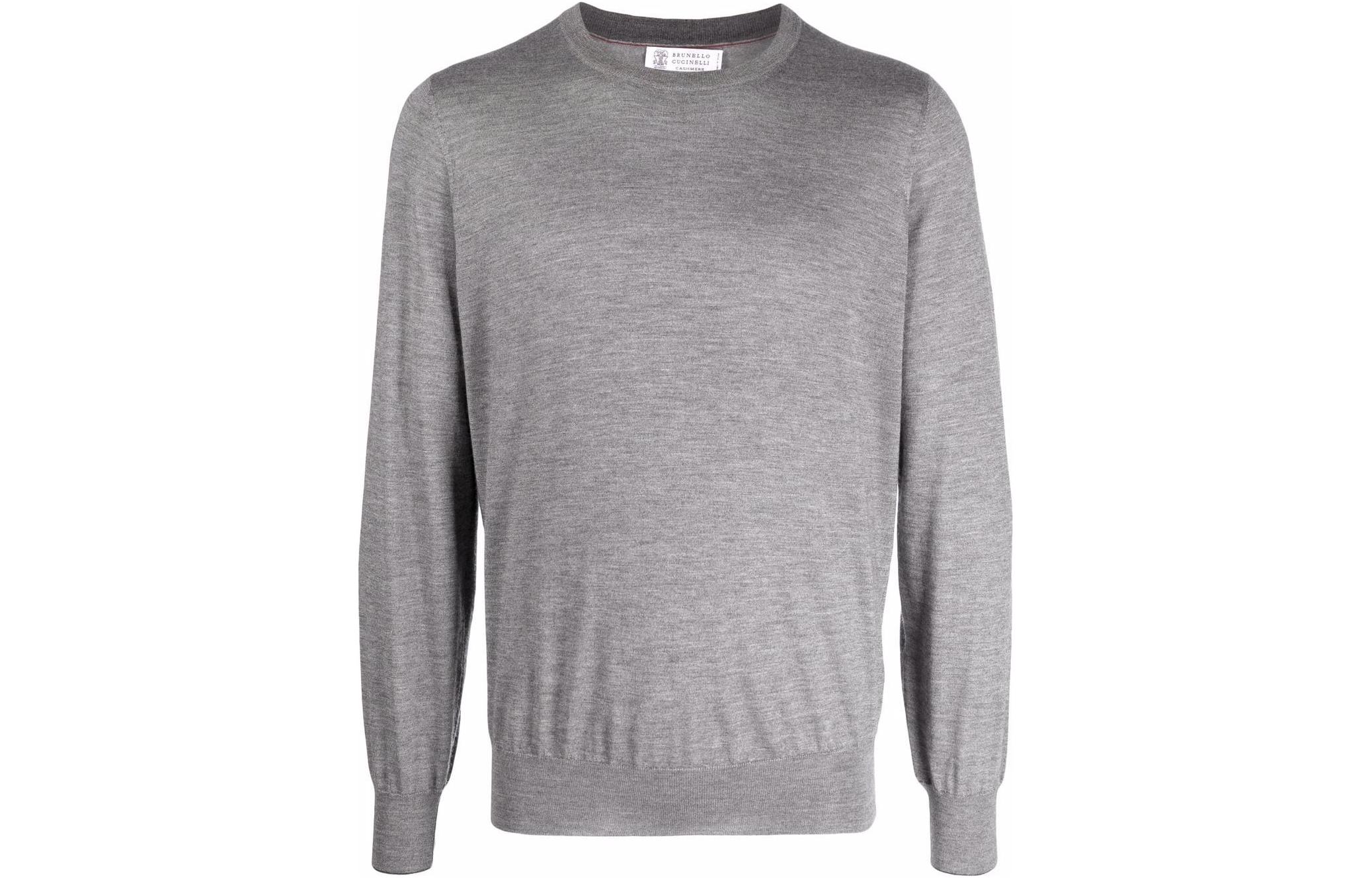 Brunello Cucinelli FW22 Gray Loose-Fit Crewneck Long-Sleeve Sweatshirt M2Q00100CG217