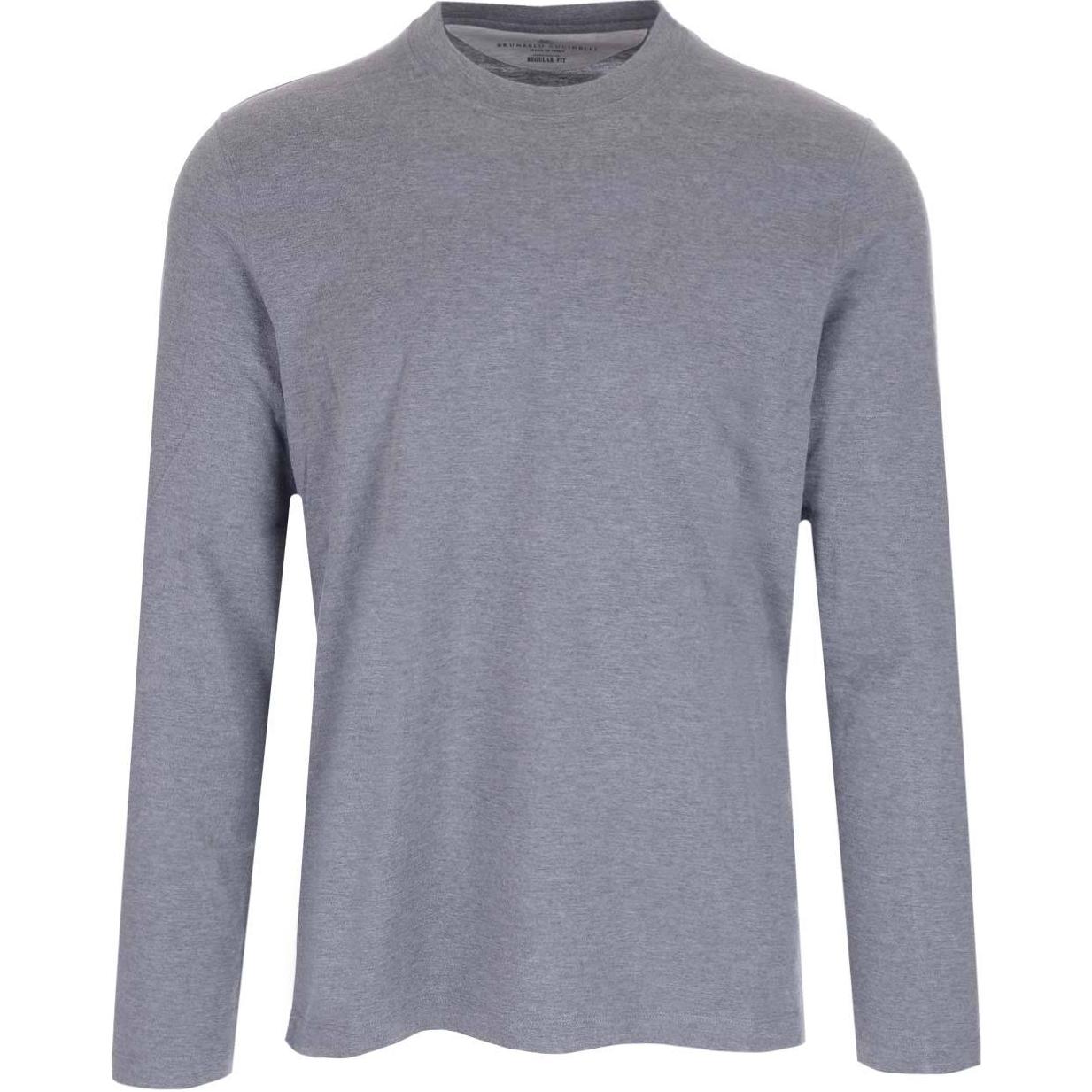 Brunello Cucinelli FW22 Gray Solid Color Crewneck Sweatshirt MTB807407-C1088