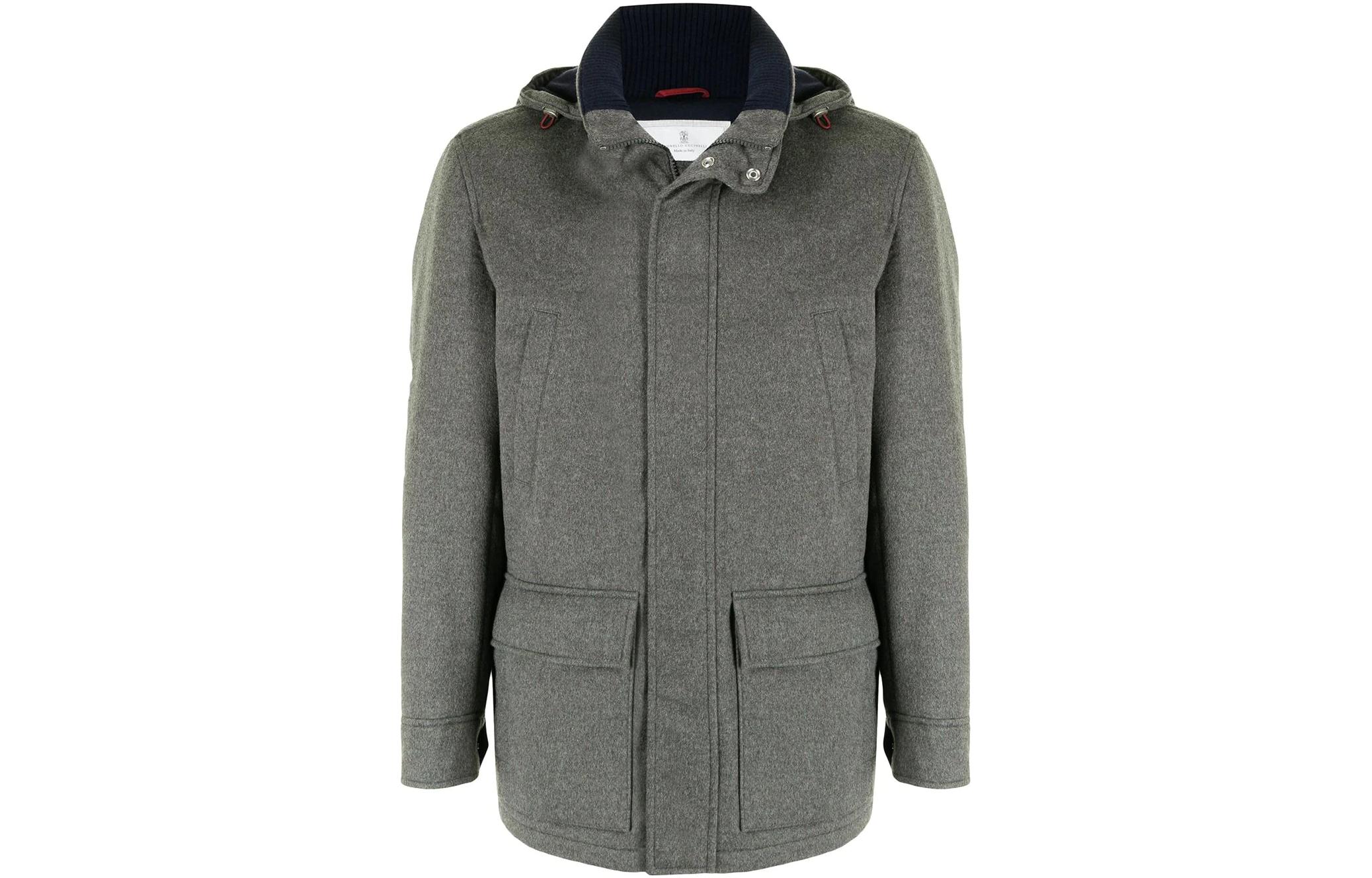 Brunello Cucinelli FW22 Gray Waterproof Hooded Jacket MM4006400C-C179