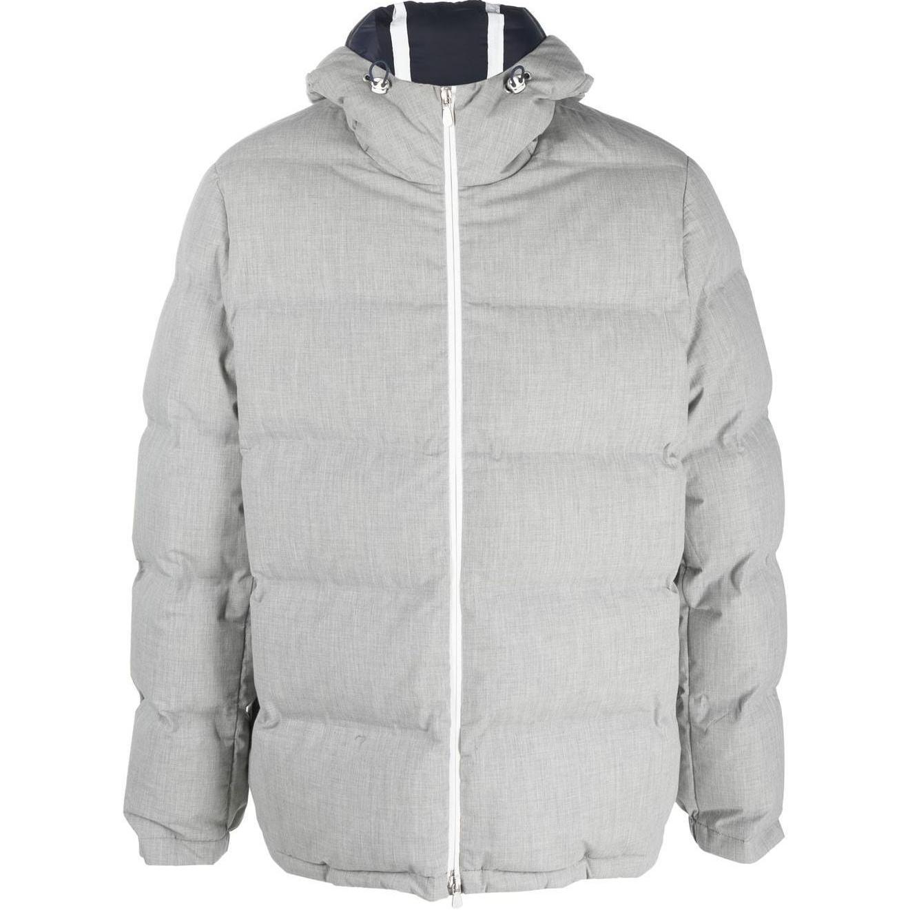 Brunello Cucinelli FW22 Grey Quilted Down Jacket with Hood MY4001900-CPJ54