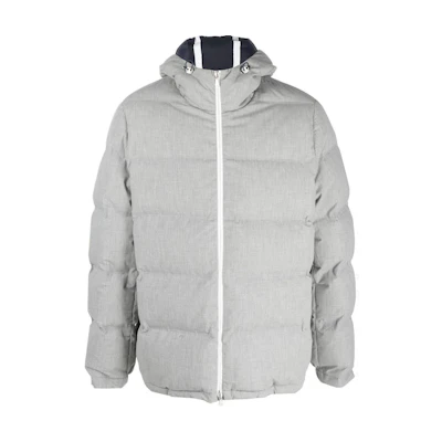 Brunello Cucinelli FW22 Grey Quilted Down Jacket with Hood MY4001900-CPJ54