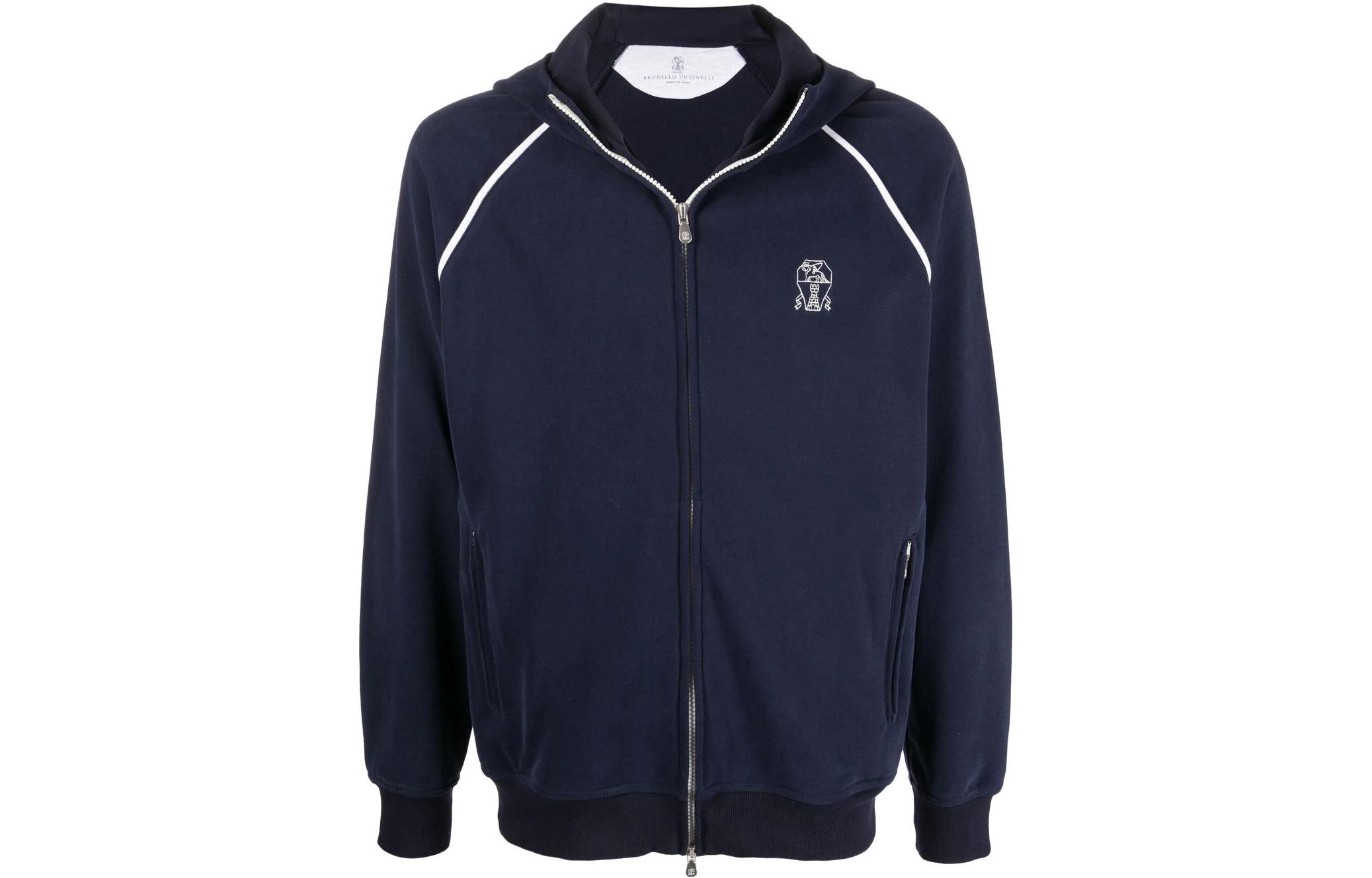 Order ブルネロクチネリ FW22 ロゴ刺繍パーカー ネイビーブルースウェットシャツ MTU143109G-CU948