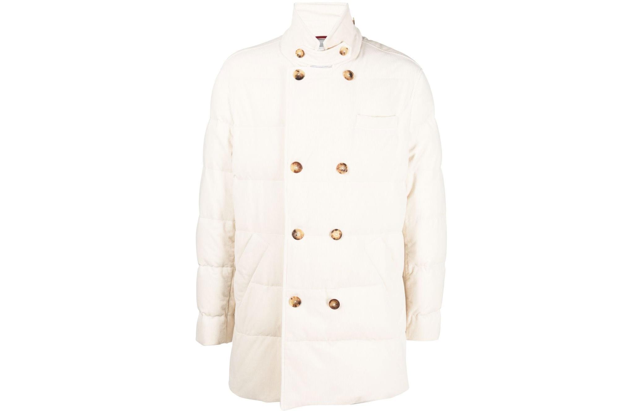 Brunello Cucinelli FW22 Quilted Double-Breasted Jacket White Outerwear MQ4351881-CTY16