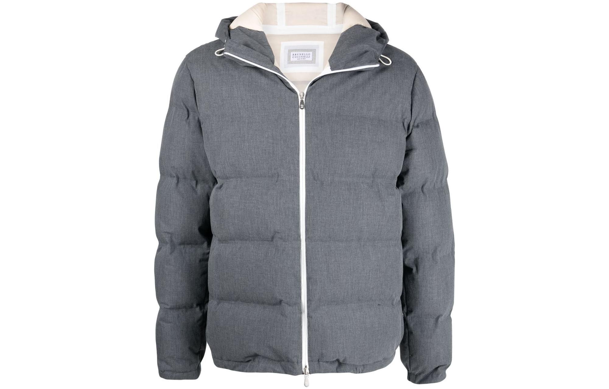 Brunello Cucinelli FW22 Quilted Down Hooded Jacket Deep Gray MY4001900-CLG88