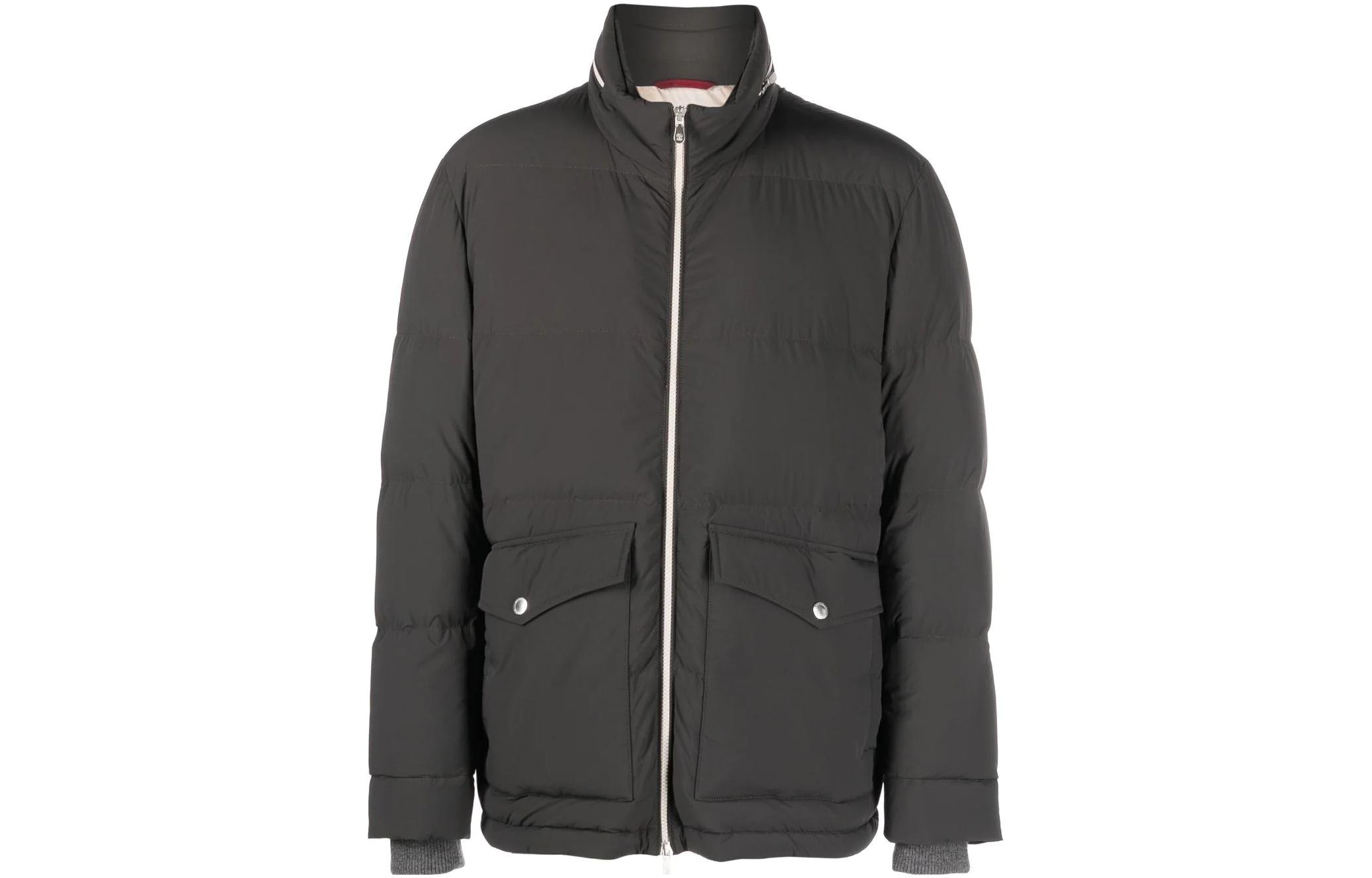 Brunello Cucinelli FW22 Quilted Zip-Up Jacket Deep Gray ML4911876-CTB63