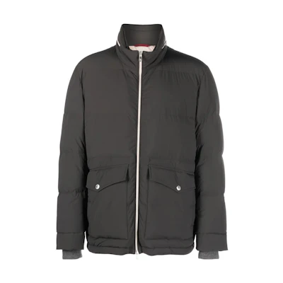 Brunello Cucinelli FW22 Quilted Zip-Up Jacket Deep Gray ML4911876-CTB63