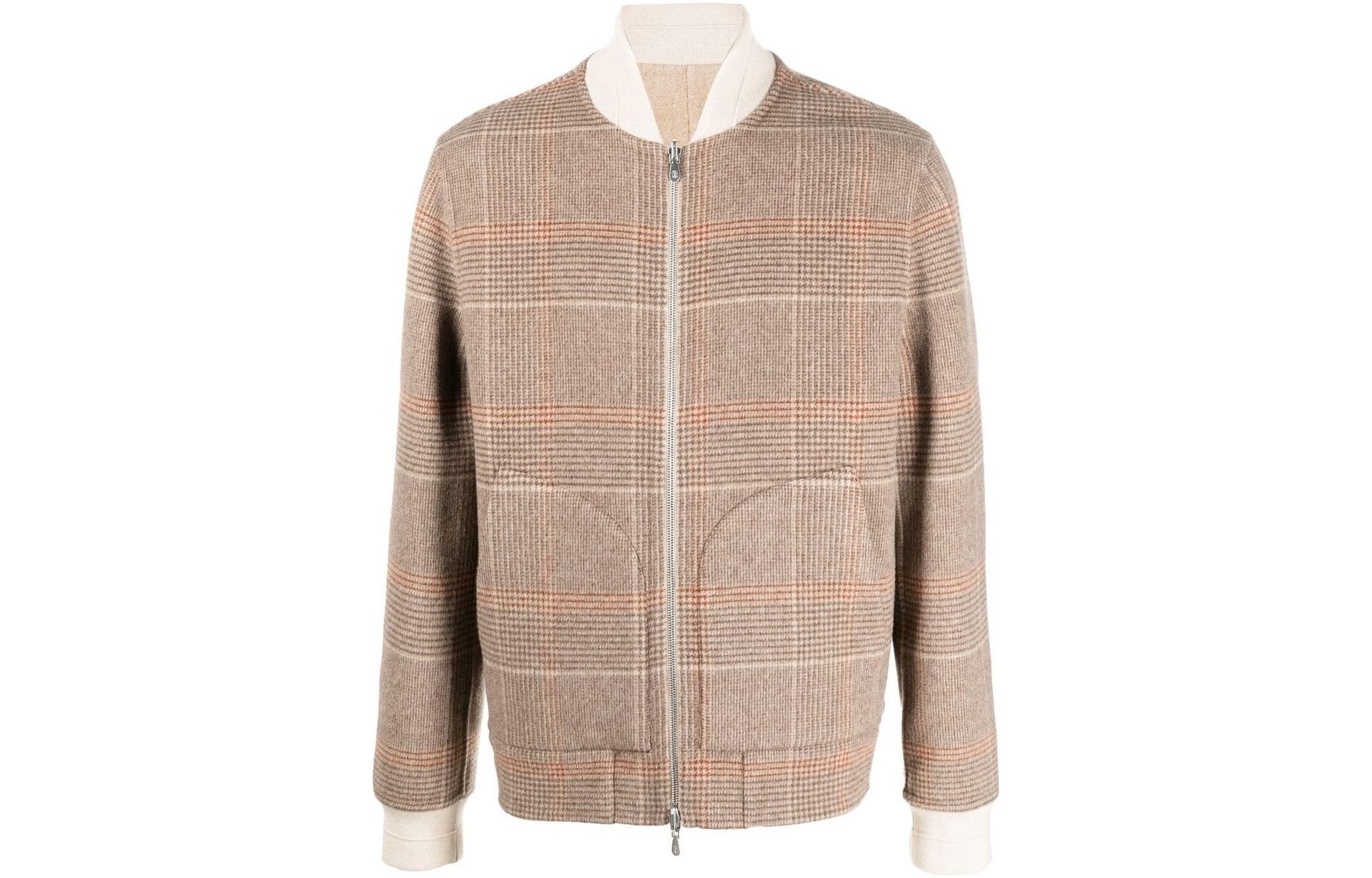 Brunello Cucinelli FW22 Reversible Checkered Zip-Up Bomber Jacket MQ4939933-CHH18