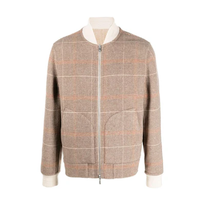 Brunello Cucinelli FW22 Reversible Checkered Zip-Up Bomber Jacket MQ4939933-CHH18