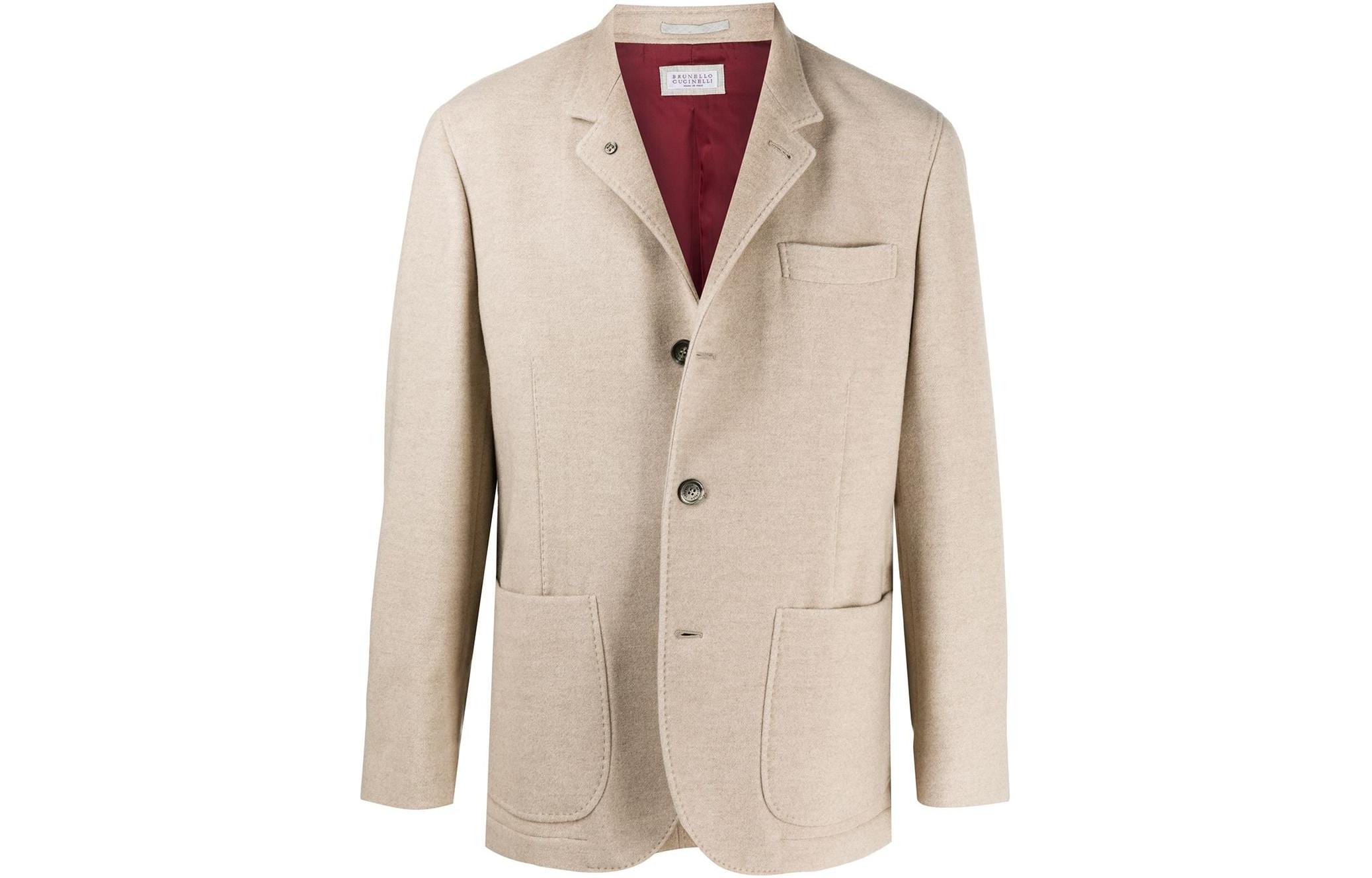 Brunello Cucinelli FW22 Single-Breasted Notched Lapel Blazer Men’s Off-White MT4976265-C222