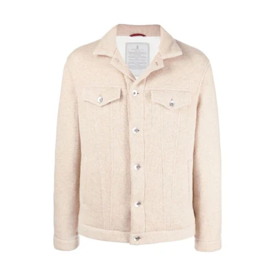 Brunello Cucinelli FW22 Solid Collar Button-Up Long Sleeve Jacket Men Light Brown M227PV106CTJ15
