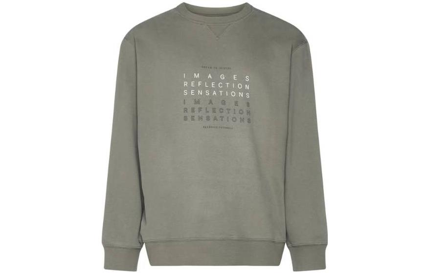 Brunello Cucinelli FW22 Solid Letter Logo Crewneck Sweatshirt Men Grey-Green MTU143431-CMB60
