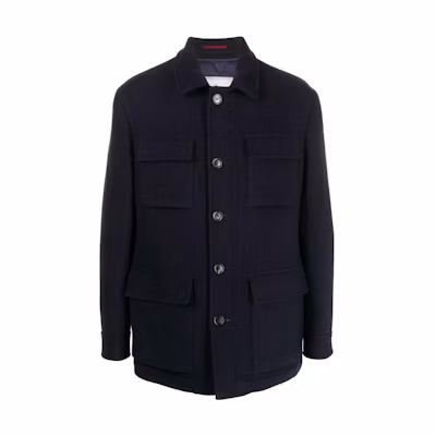 Brunello Cucinelli FW22 Solid Navy Single-Breasted Multi-Pocket Jacket MQ4216857C043