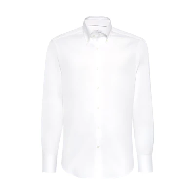 Brunello Cucinelli FW22 White Casual Long Sleeve Button-Up Shirt Men’s. M0UC41716-C159