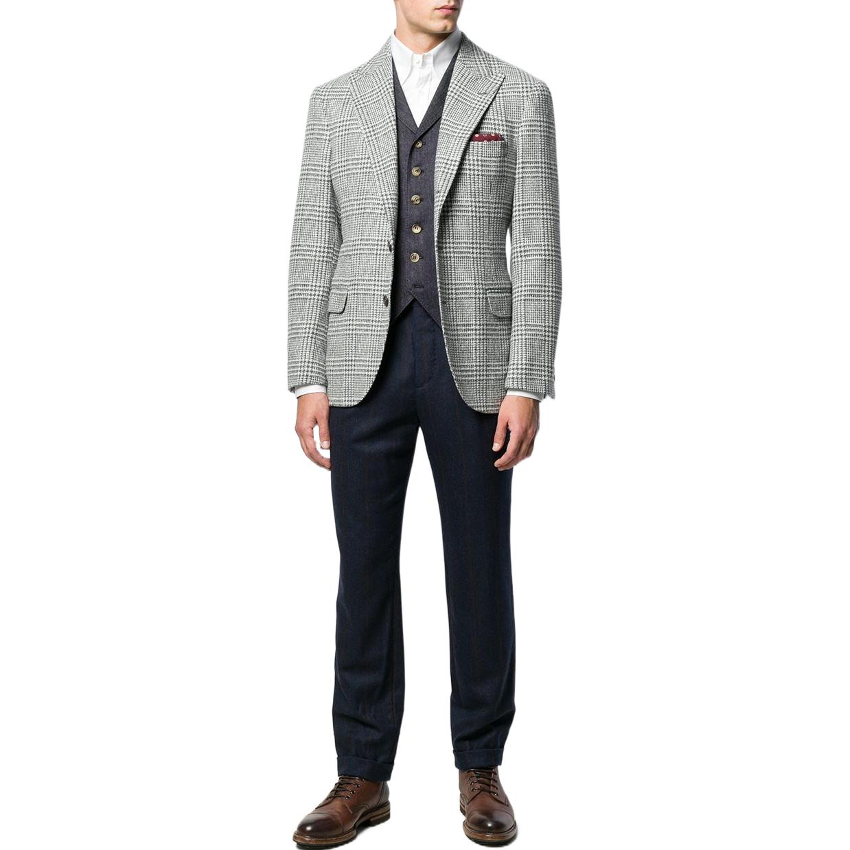 Lookbook Brunello Cucinelli 2022秋冬男士白色休闲长袖衬衫。 M0UC41716-C159