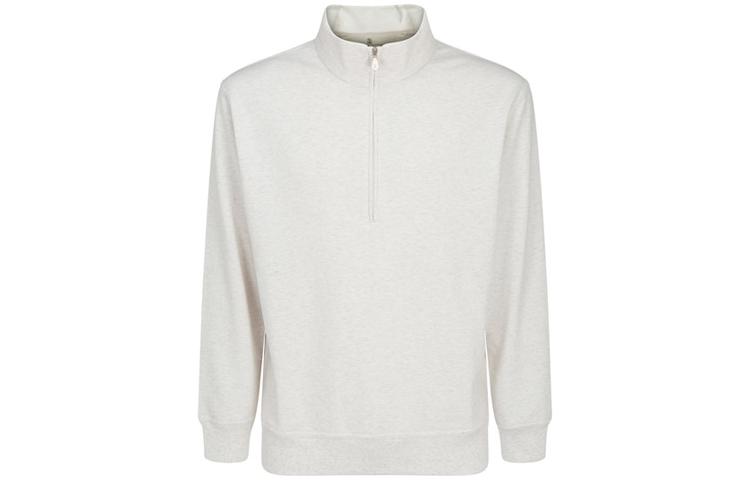 Brunello Cucinelli FW22 White Half-Zip Mock Neck Sweatshirt MTU143465-C5917