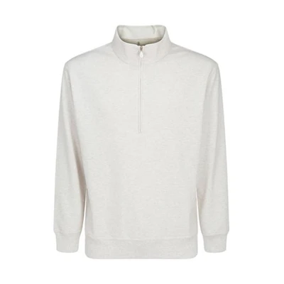 Brunello Cucinelli FW22 White Half-Zip Mock Neck Sweatshirt MTU143465-C5917