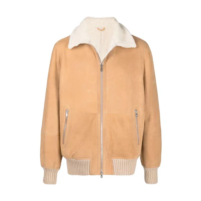 Brunello Cucinelli FW22 Yellow Cashmere Leather Turtleneck Jacket Men MPMLF1737-CWK63