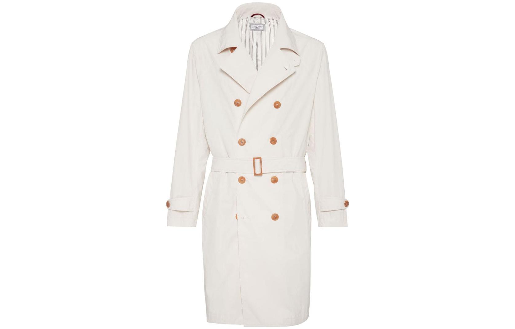 Brunello Cucinelli FW23  Beige Double-Breasted Long-Sleeve Trench Coat MD4796187-C4134