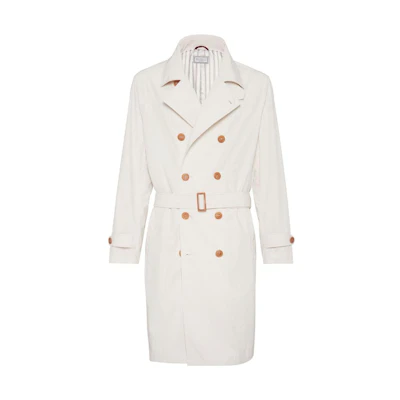 Brunello Cucinelli FW23 Beige Double-Breasted Long-Sleeve Trench Coat MD4796187-C4134