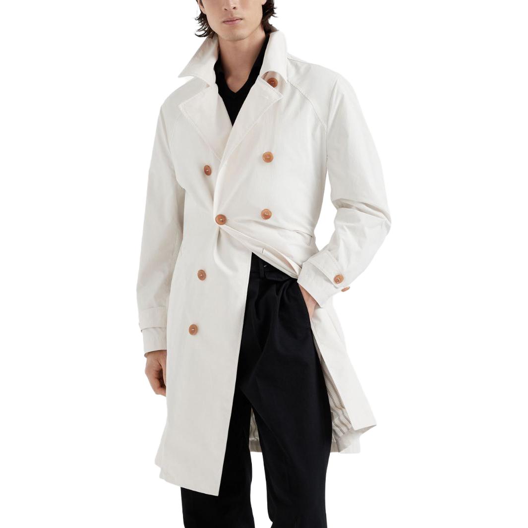 Purchase ブルネロクチネリ FW23 ベージュ ダブルブレスト 長袖 トレンチコート MD4796187-C4134