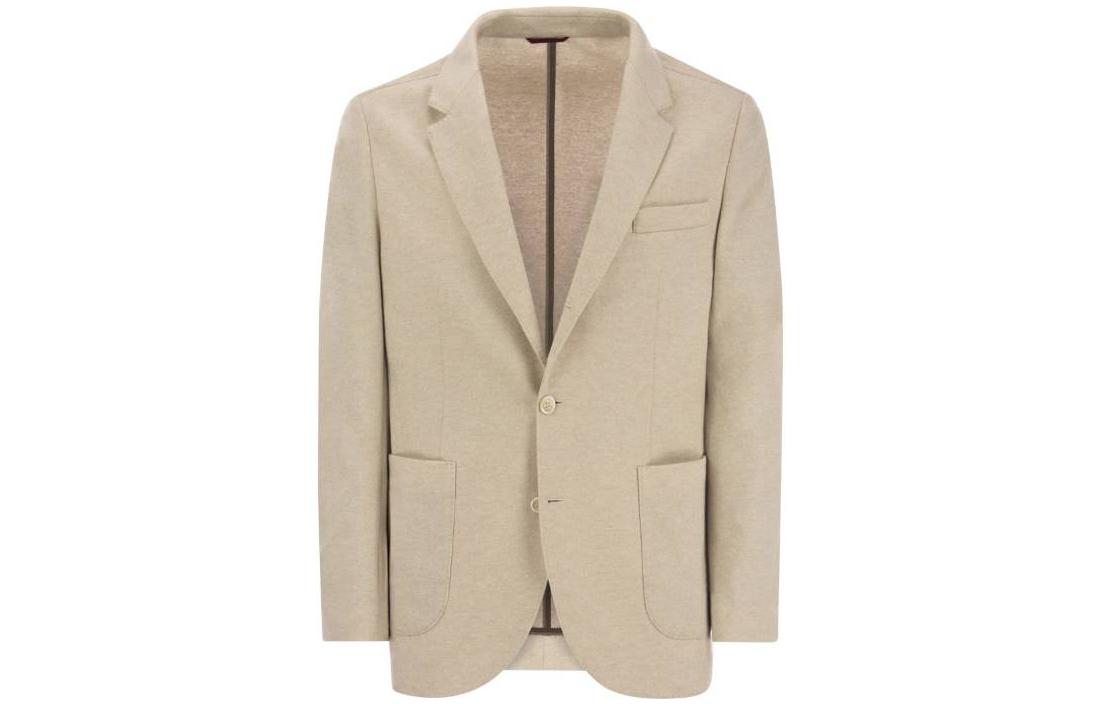 Brunello Cucinelli FW23  Beige Solid Casual Single-Breasted Blazer. ML8968J01-C042