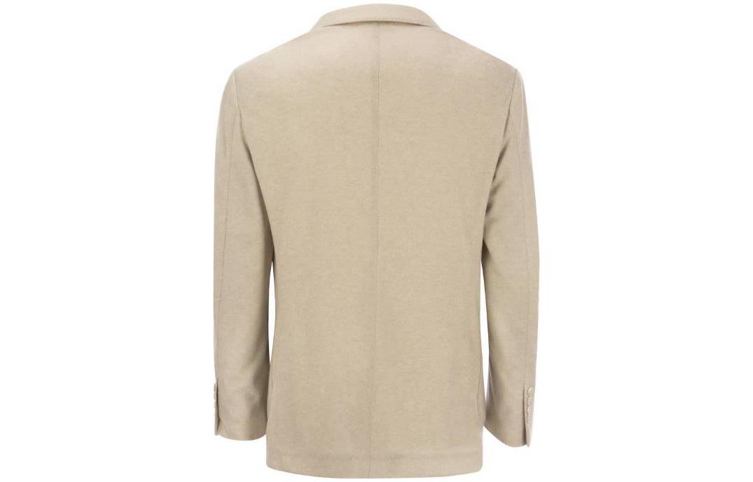 Lookbook Brunello Cucinelli FW23 米色純色休閒單排扣西裝外套 ML8968J01-C042