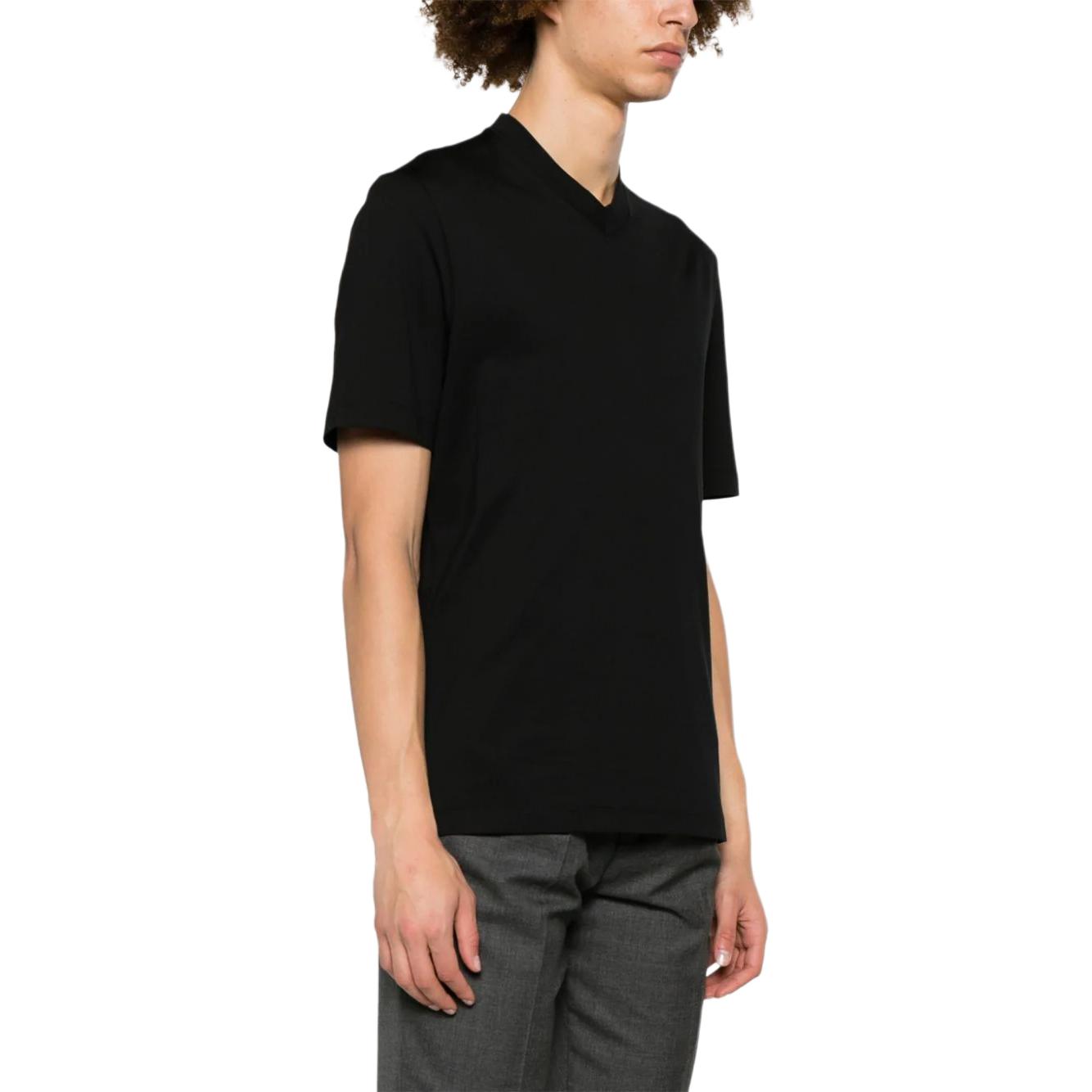 Purchase Brunello Cucinelli FW23 Baju Hitam Longgar Leher-V Lengan Pendek M0B131344-C101