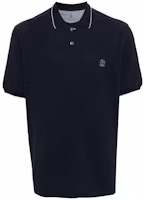 Order Brunello Cucinelli FW23 藍色刺繡Logo條紋領POLO衫 ME8549779G-CK781