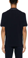 Shop Brunello Cucinelli FW23 藍色刺繡Logo條紋領POLO衫 ME8549779G-CK781