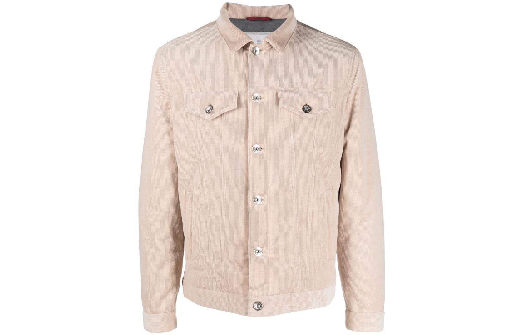 Order Brunello Cucinelli FW23 棕色單排扣襯衫外套。 MQ4356880-CBM88