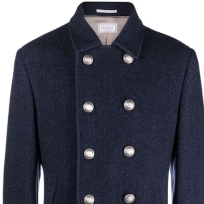 Brunello Cucinelli FW23 Mantel Kasual Double-Breasted Biru. MY4407008D-C007 Lookbook Brunello Cucinelli FW23 Mantel Kasual Double-Breasted Biru. MY4407008D-C007