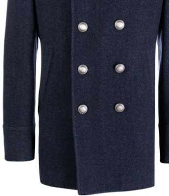 Brunello Cucinelli FW23 Mantel Kasual Double-Breasted Biru. MY4407008D-C007 Details for Brunello Cucinelli FW23 Mantel Kasual Double-Breasted Biru. MY4407008D-C007