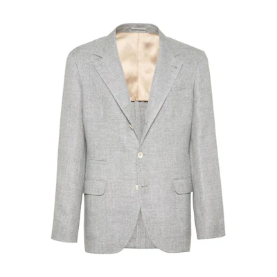 Brunello Cucinelli FW23 Grey Single-Breasted Long-Sleeve Suit Jacket MW4827BTD-C1001