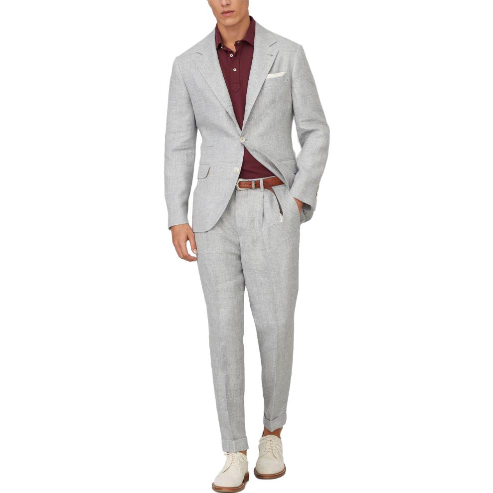 Lookbook Brunello Cucinelli FW23 灰色單排扣長袖西裝外套 MW4827BTD-C1001