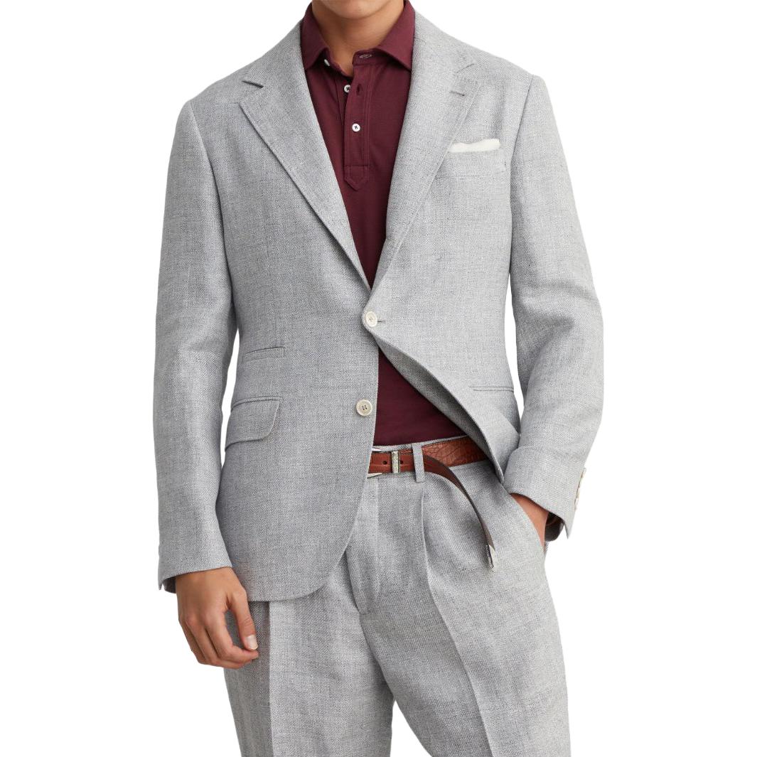 Shop Brunello Cucinelli FW23 灰色單排扣長袖西裝外套 MW4827BTD-C1001