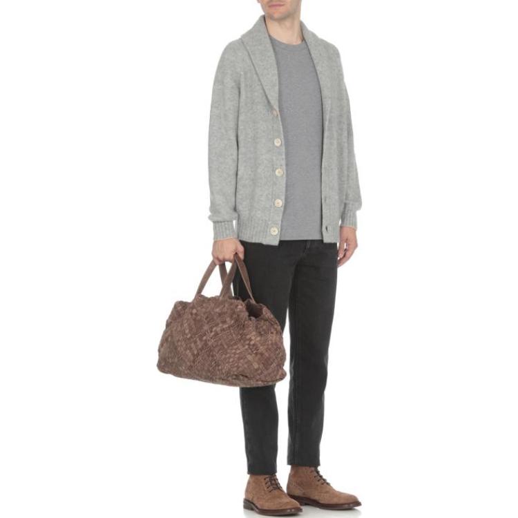 Purchase 布納羅古奇內利 FW23 灰色純色針織長袖開衫 MLP504006-CIY61