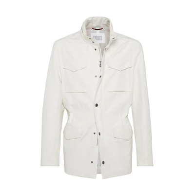Brunello Cucinelli FW23 Off-White Pocket Stand Collar Long Sleeve Jacket MB4086113-CHE54
