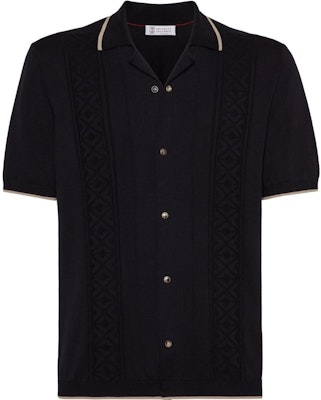 布内洛·库奇内利 FW23 拼接印花短袖POLO衫 M29202605-CNH72 Order 布内洛·库奇内利 FW23 拼接印花短袖POLO衫 M29202605-CNH72