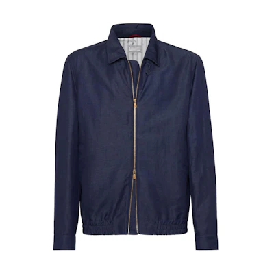 Brunello Cucinelli FW23 Solid Double-Zip Casual Jacket Blue MB4046205-C189