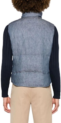 布鲁内罗·库奇内利FW23深蓝色羽绒马甲无袖休闲夹克。 MS4981852-CJM90 Shop 布鲁内罗·库奇内利FW23深蓝色羽绒马甲无袖休闲夹克。 MS4981852-CJM90